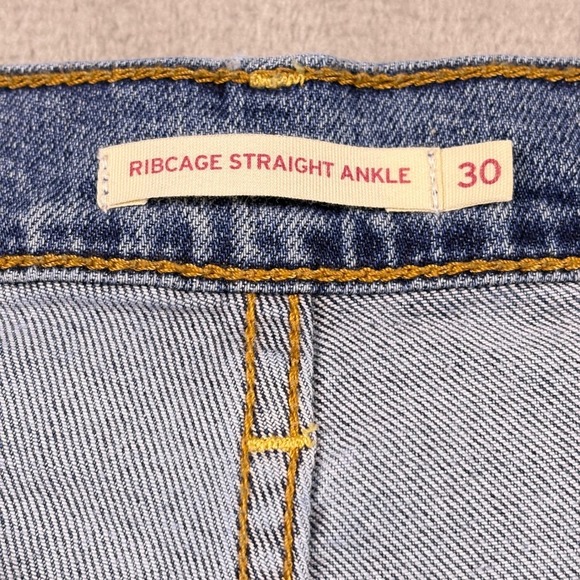 Levi's Ribcage Straight Ankle Jeans Women Msr 30x25 Medium Wash Button Fly - Picture 6 of 16